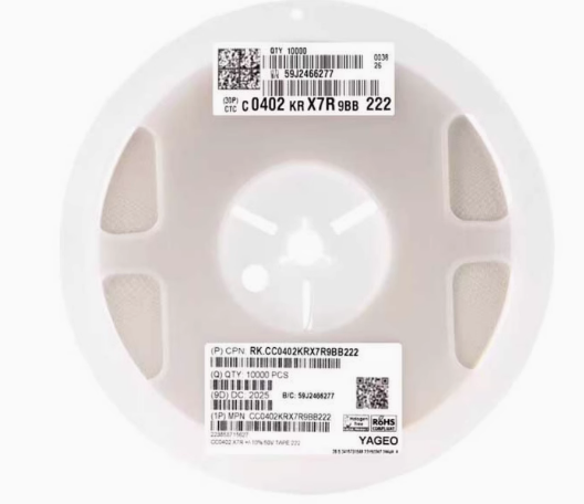 Original 0402 chip capacitor 2.2nF(222) ±10% 50V X7R CC0402KRX7R9BB222